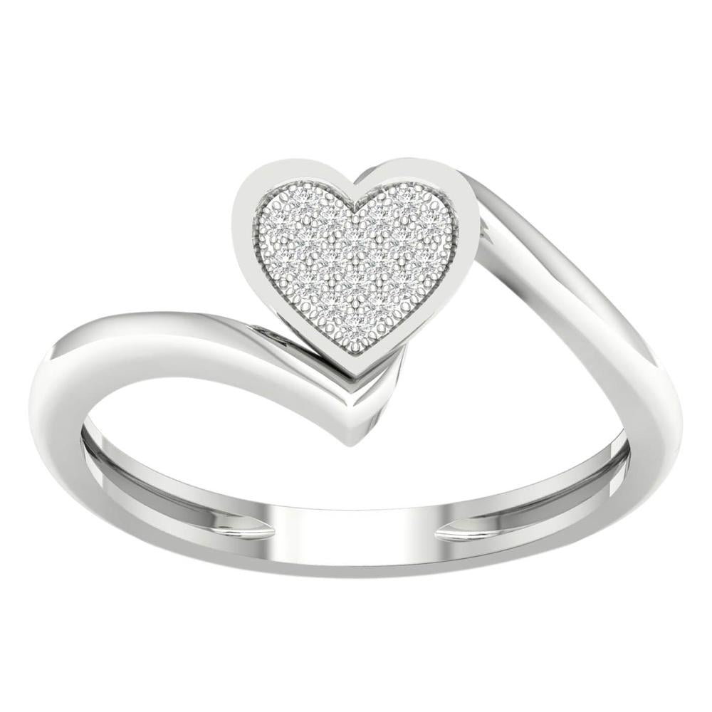 Chic 10k White Gold Lab Diamond Womens Fashion Ring