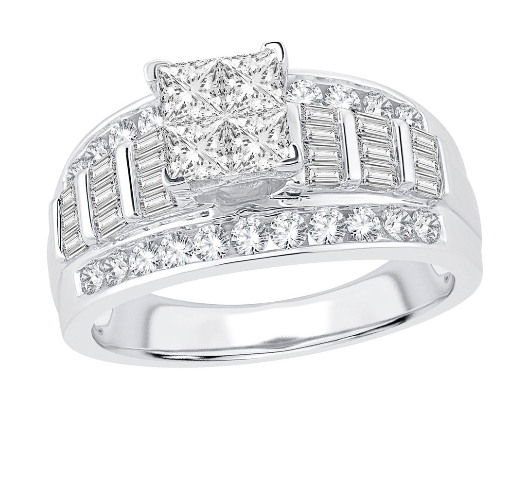 Luminous 14k White Gold 1.50ct Diamond Bridal Ring