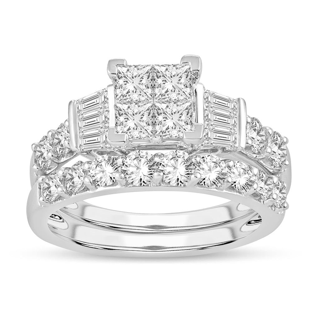 Brilliant 14K White Gold 2CT Diamond Bridal Ring for Her
