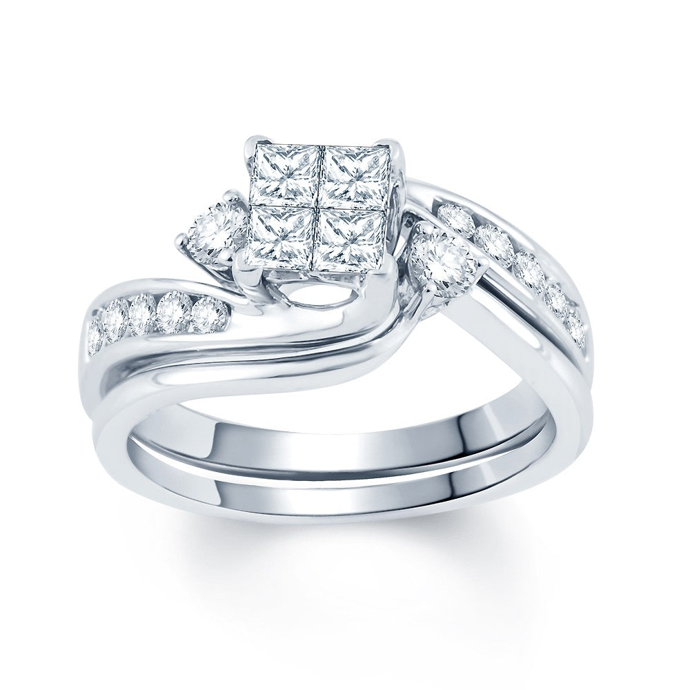 Brilliant 14k White Gold 2CT Lab-Created Diamond Bridal Ring