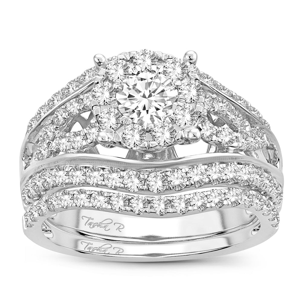 Brilliant 14K White Gold 1.90CT Diamond Bridal Ring for Her