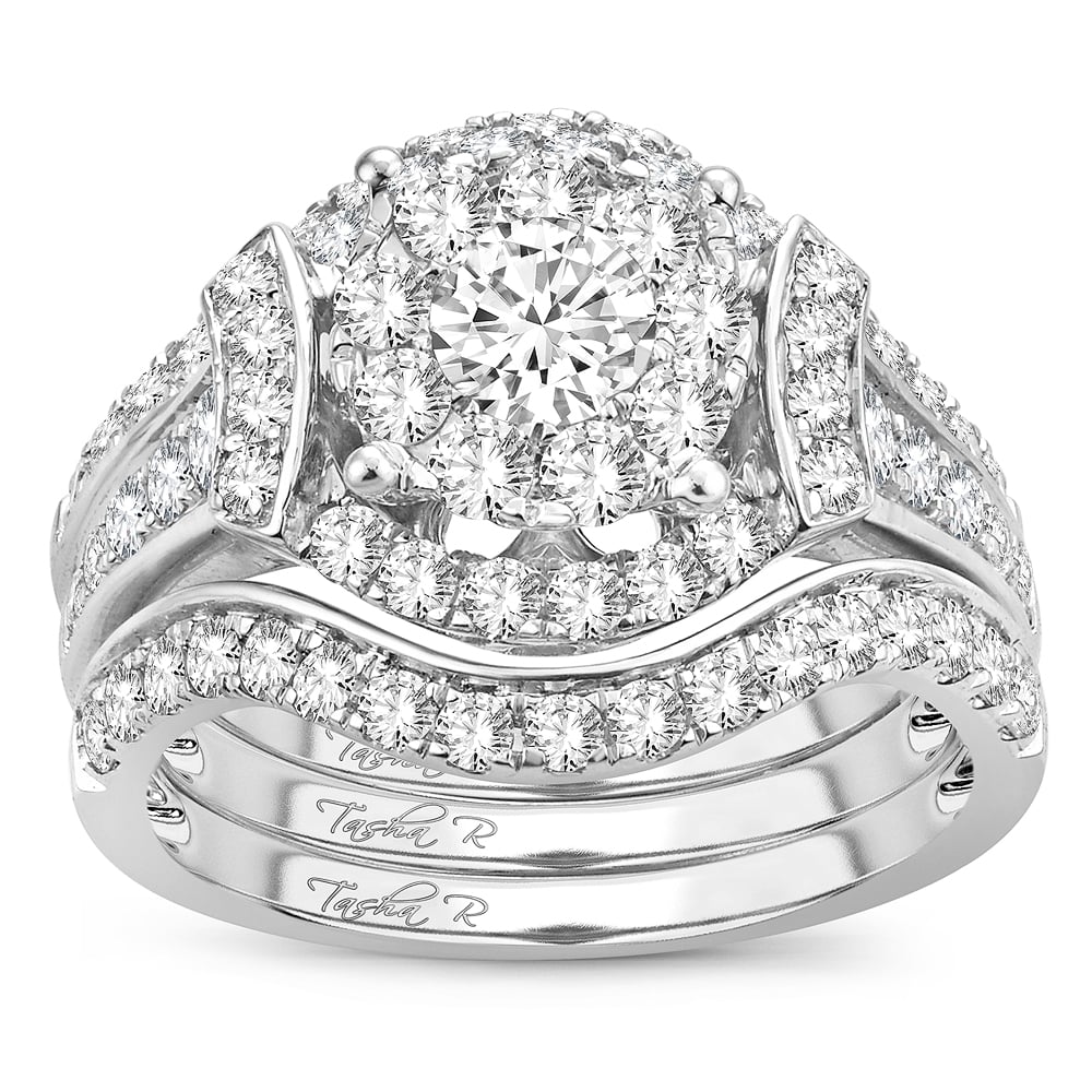 Brilliant 14K White Gold 2CT Diamond Bridal Ring for Her
