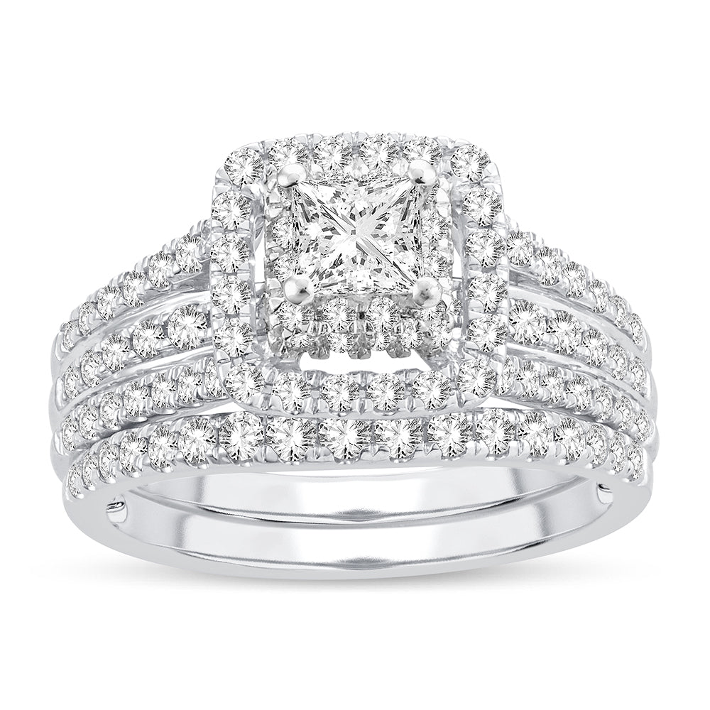 Sparkling 14k White Gold 1.50CT Diamond Bridal Ring