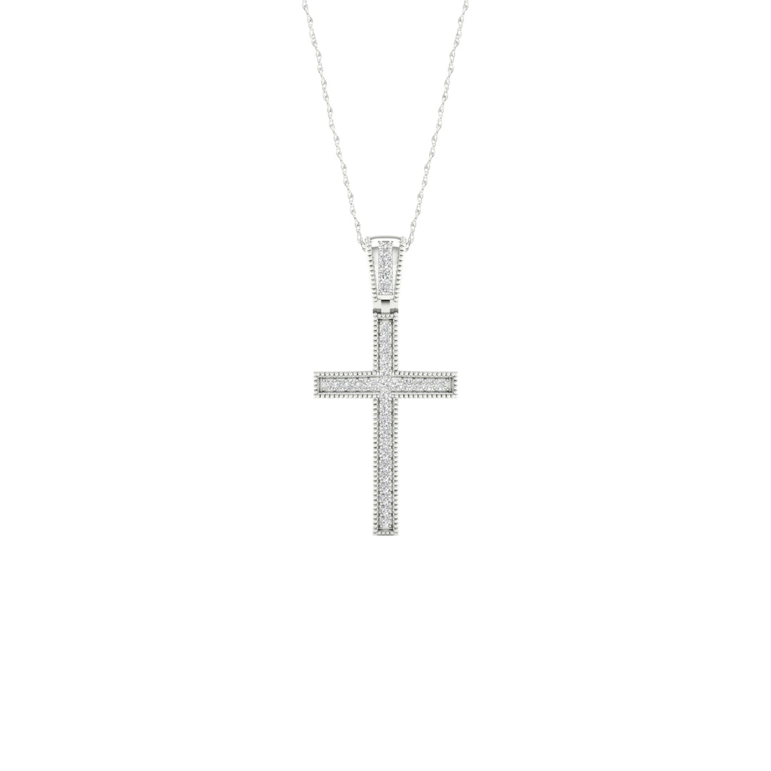 Spiritual Shimmer: 10k White Gold 0.10CT Lab Diamond Pendant