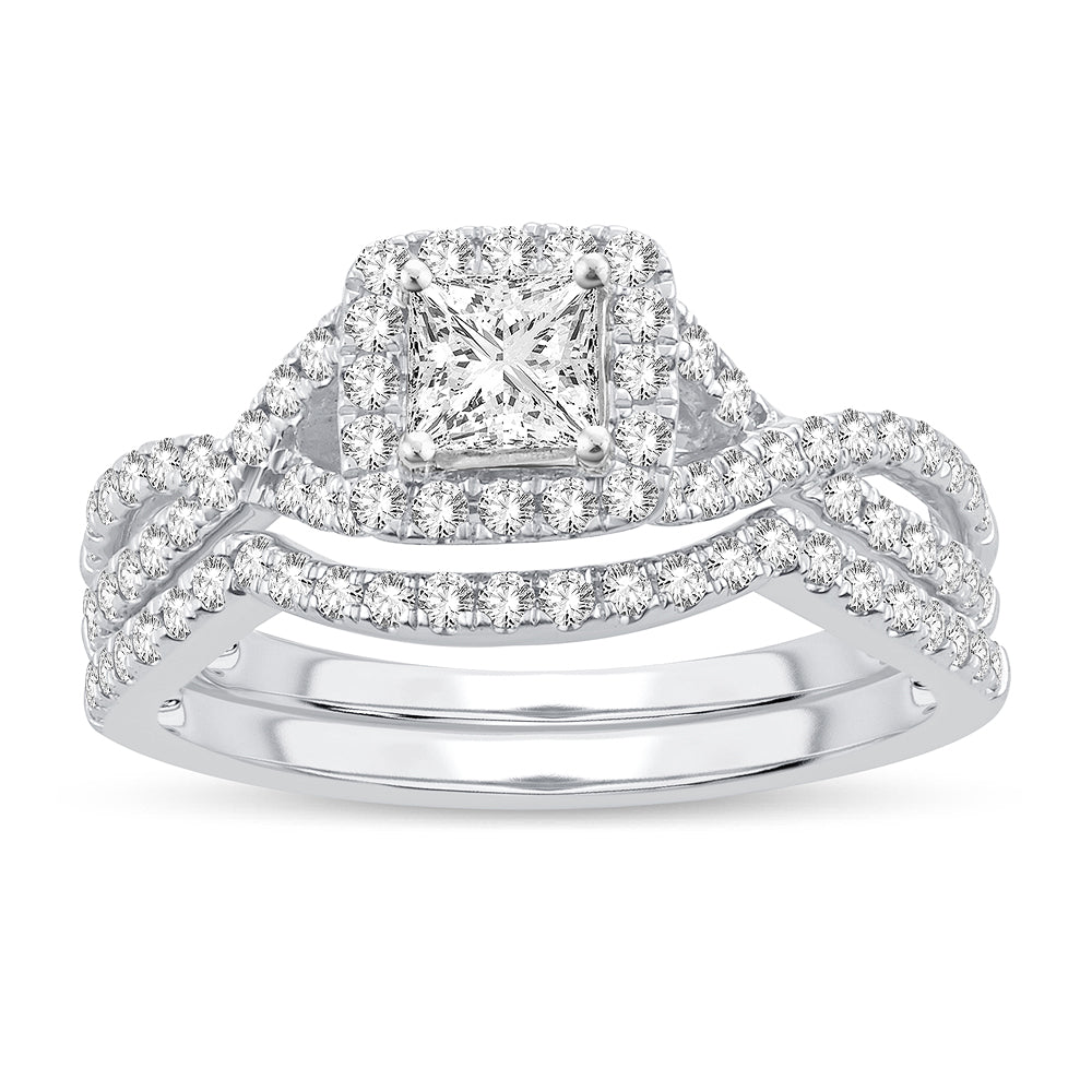 Timeless 14k White Gold 1CT Diamond Bridal Ring Set