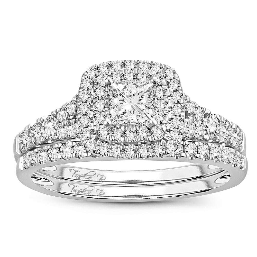 14k White Gold 1CT Diamond Bridal Ring of Timeless Charm
