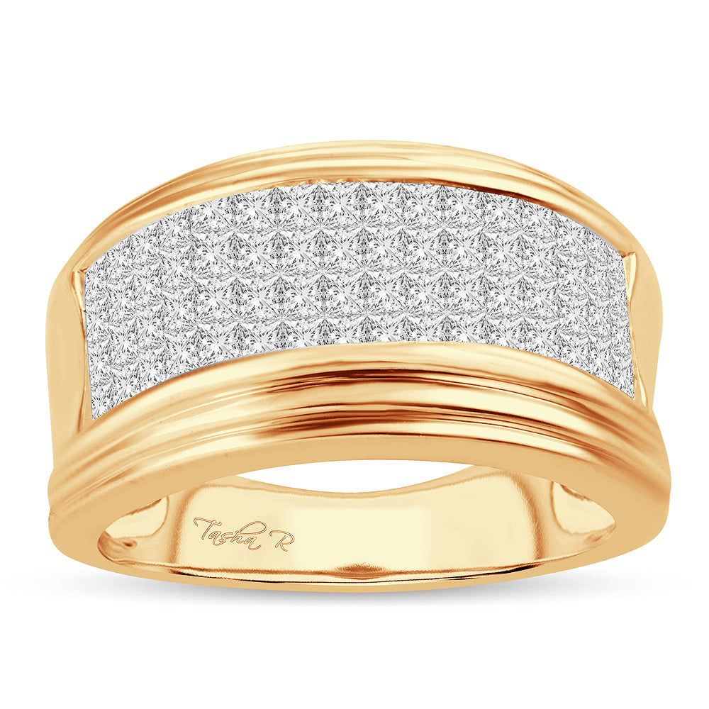 14K Yellow Gold 2CT Lab Diamond Mens Luxury Band