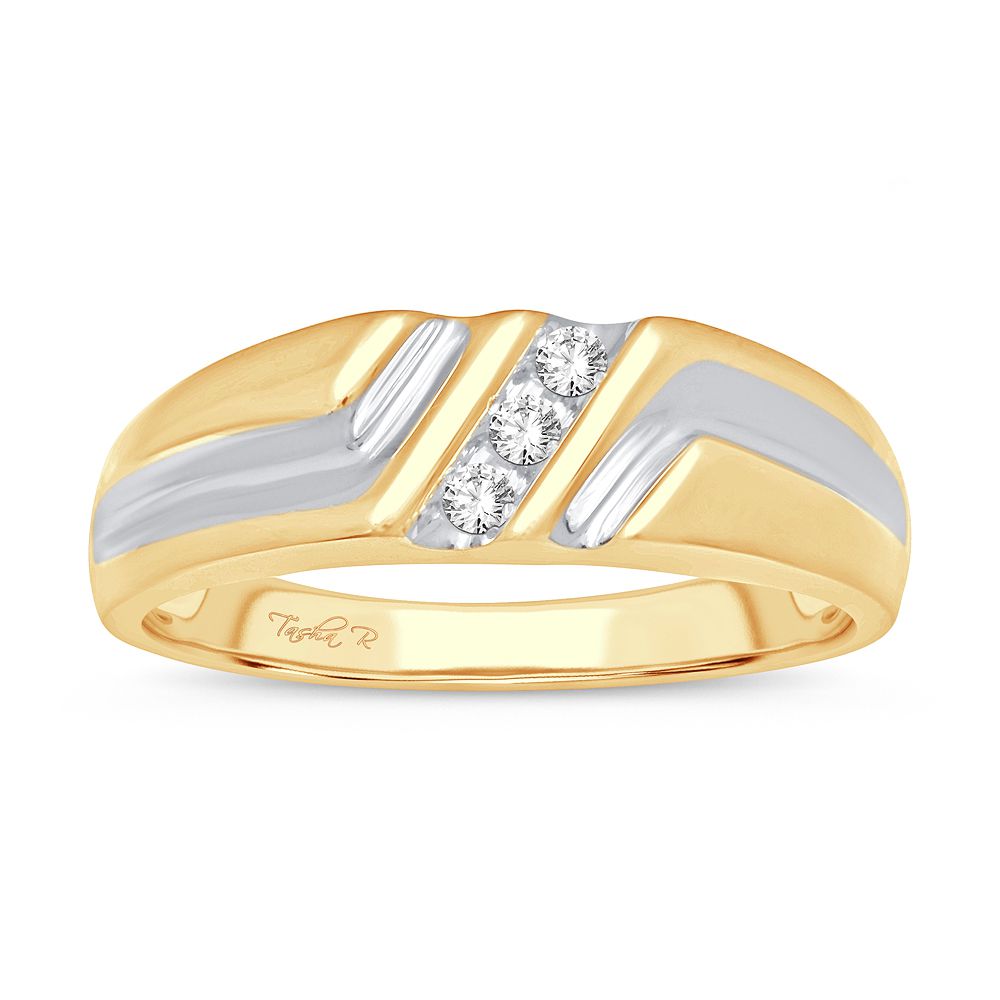 10K Yellow Gold Mens Diamond Accent Masculine Band Ring