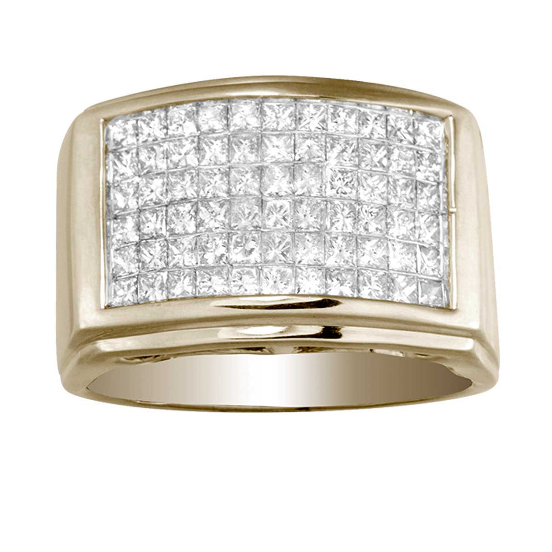 14K Yellow Gold 2CT Lab Diamond Mens Statement Ring