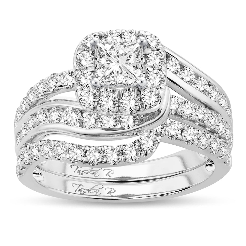 Sparkling 14K White Gold 2CT Diamond Bridal Ring for Her