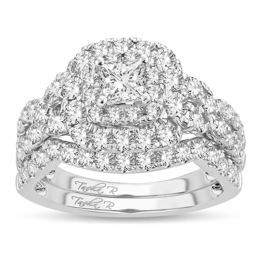 Brilliant 14K White Gold 2CT Diamond Bridal Ring for Her