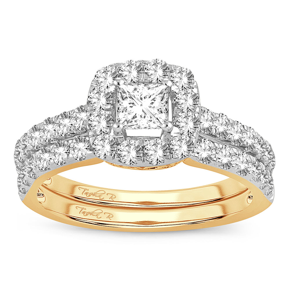 Romantic 14K Yellow Gold 1.42CT Diamond Bridal Ring
