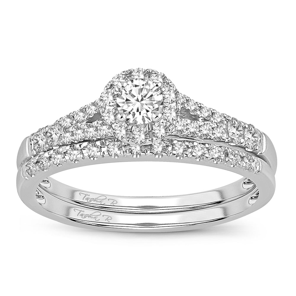 Timeless 14K White Gold 0.50CT Diamond Bridal Ring Sparkle