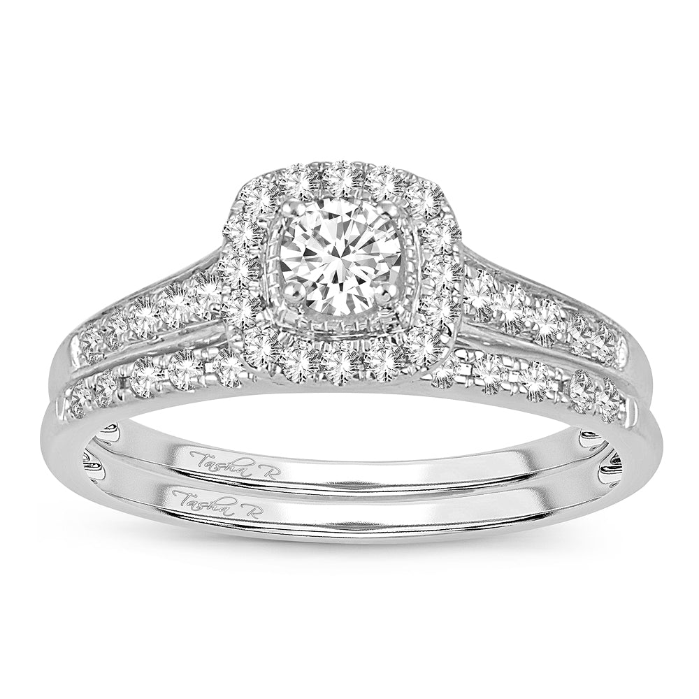 14K White Gold 0.50CT Diamond Bridal Ring for Her