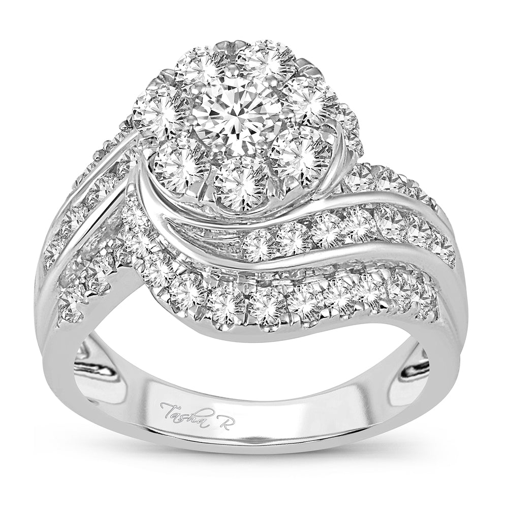 Sparkling 14K White Gold 2CT Diamond Bridal Ring for Her