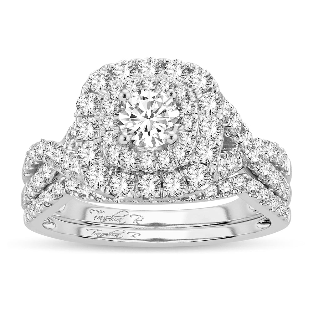 Sparkling 14K White Gold 1.50CT Diamond Bridal Ring