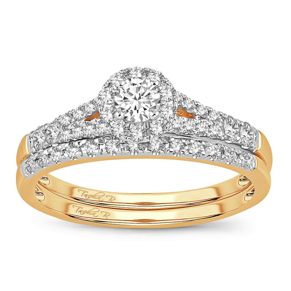Elegant 14K Yellow Gold 0.50CT Diamond Bridal Ring