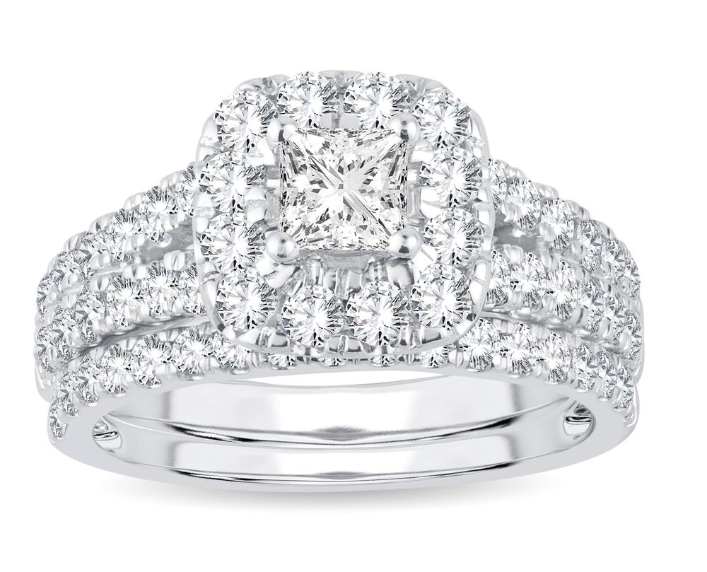 Brilliant 14k White Gold 2ct Lab Diamond Bridal Ring