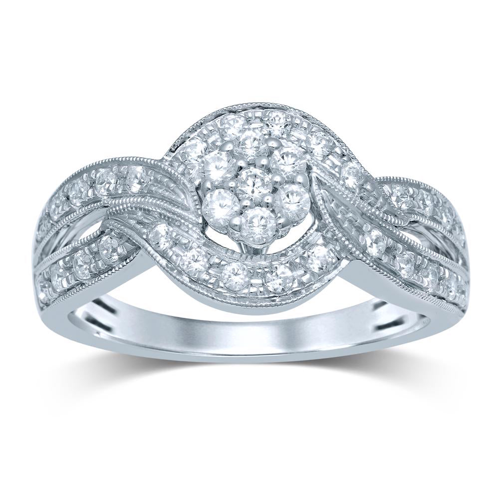 Chic 14k White Gold Lab Diamond Fashion Ring - 0.50CT