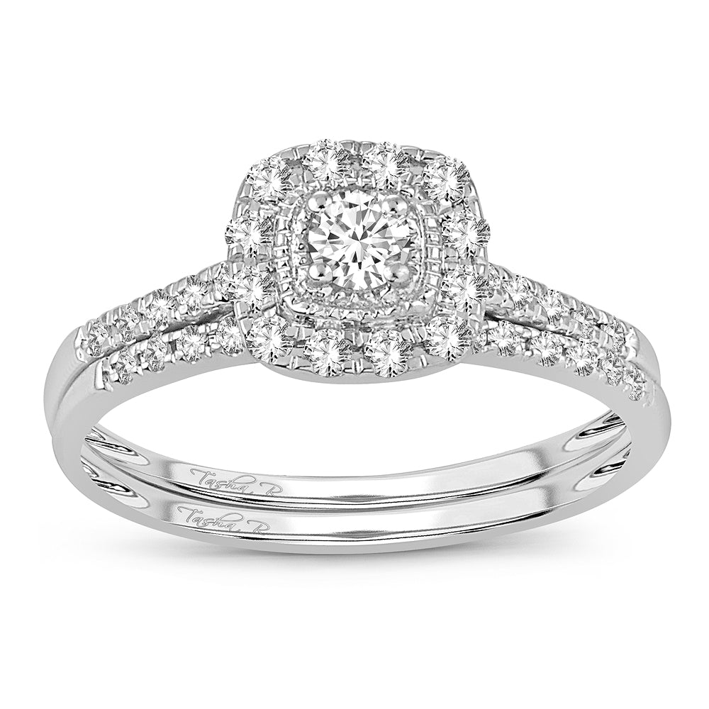 Elegant 14k White Gold 0.33ct Diamond Bridal Ring