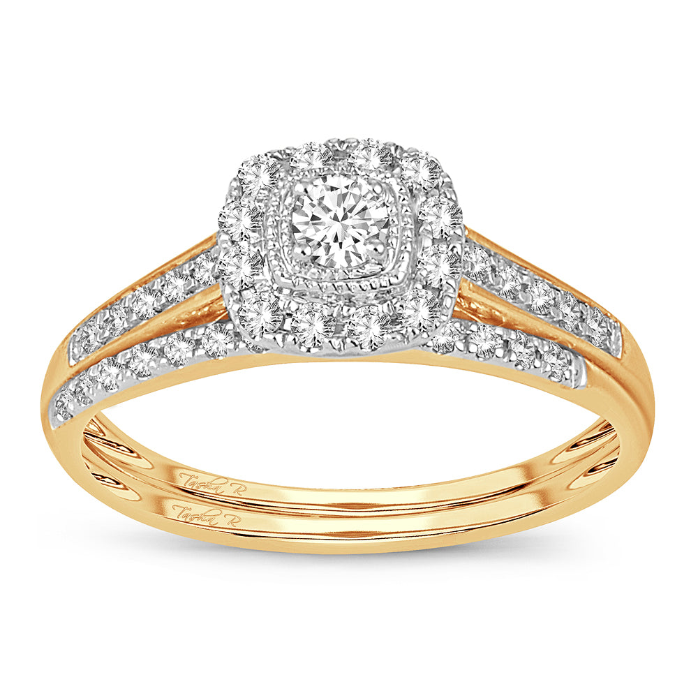 14K Yellow Gold 0.33CT Diamond Bridal Engagement Ring