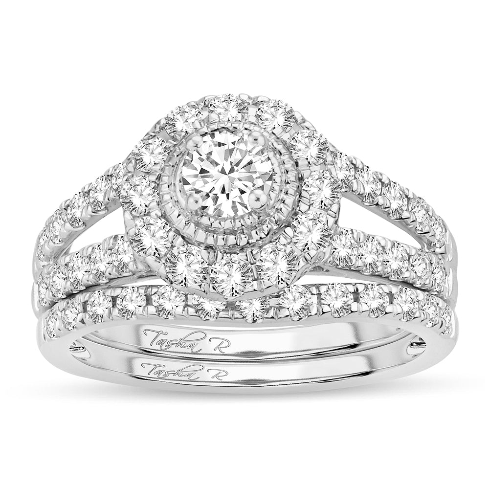 14k White Gold 1CT Diamond Bridal Ring - Timeless Elegance