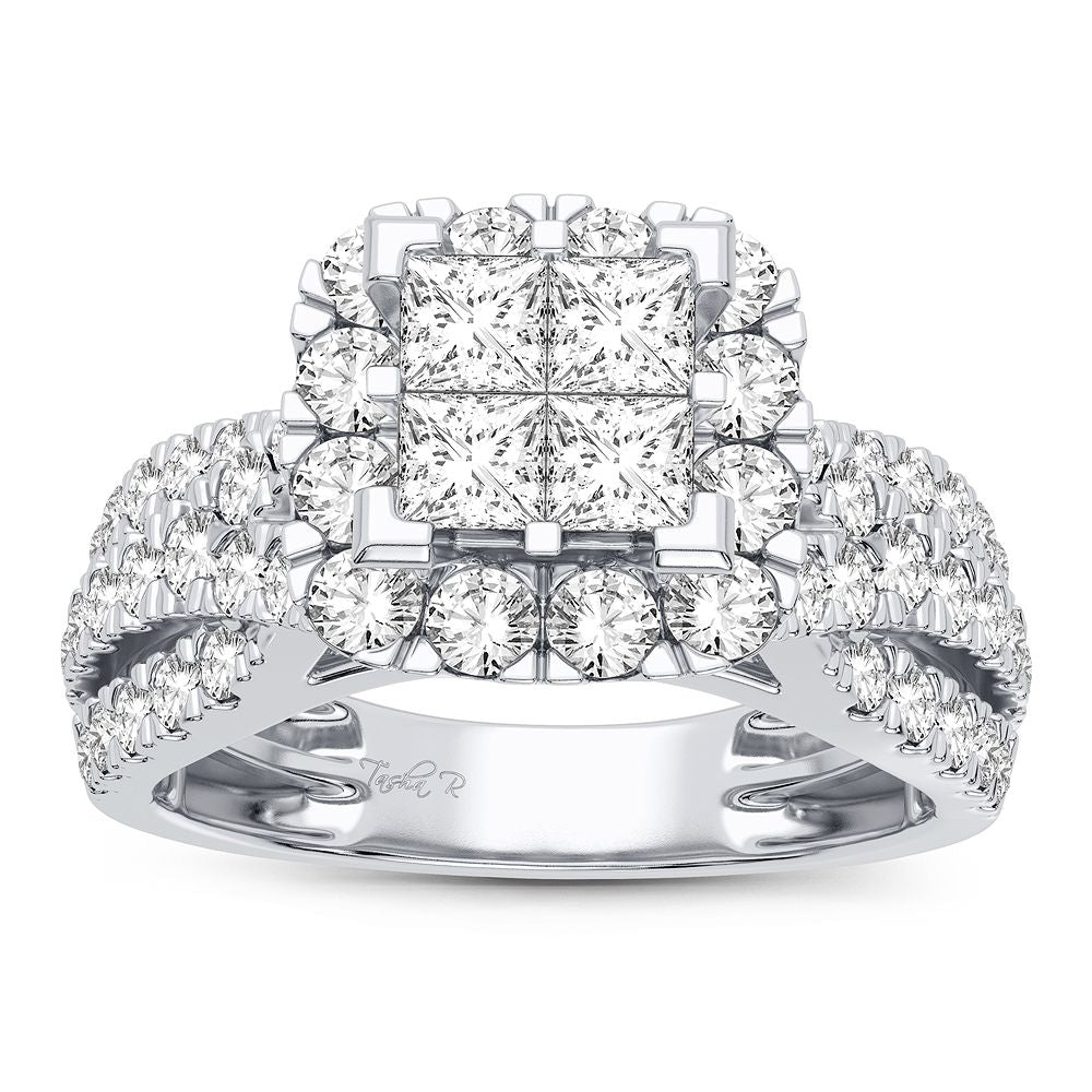 Brilliant 14K White Gold 1.50CT Diamond Engagement Ring