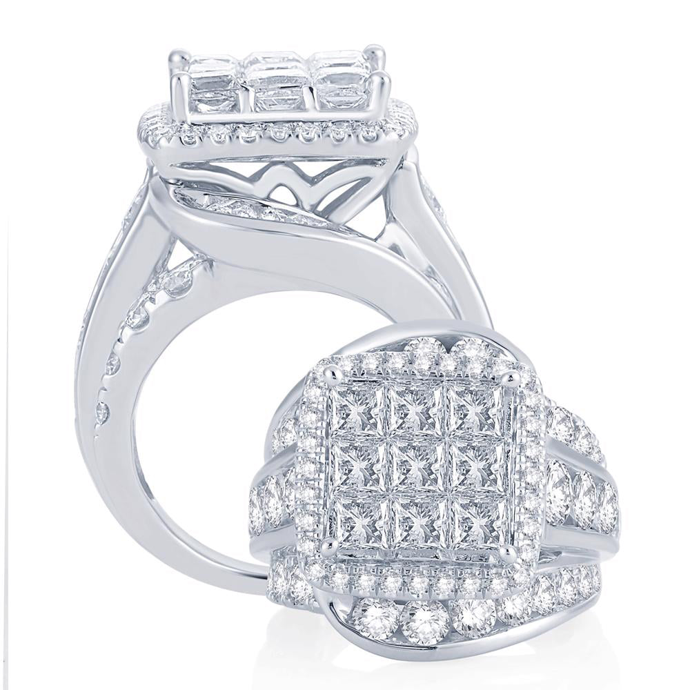 14k White Gold 7.02CT Lab Diamond Bridal Engagement Ring