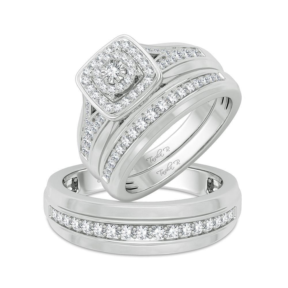 Sparkling Diamond Trio Set in Pristine 14k White Gold