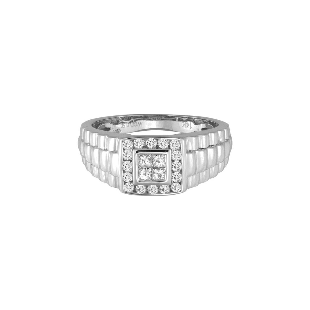 14K White Gold Lab Diamond Mens Statement Ring - 0.50CT