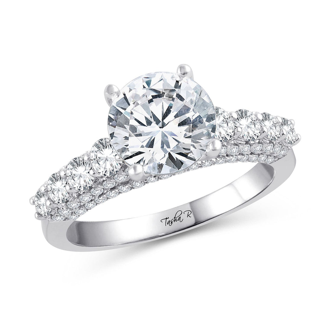14k White Gold 0.97CT Lab Diamond Engagement Semi-Mount Ring