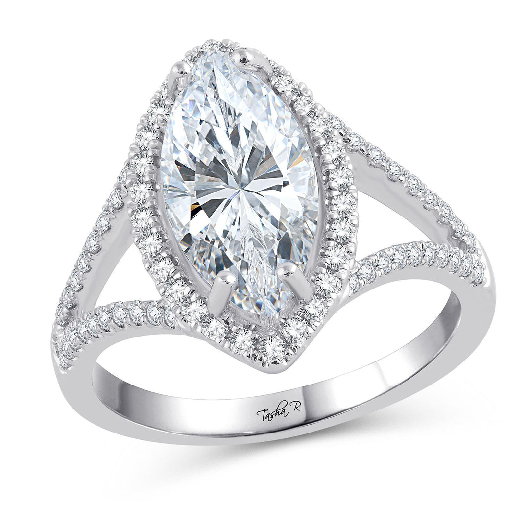 14k White Gold Lab Diamond Semi Mount Engagement Ring