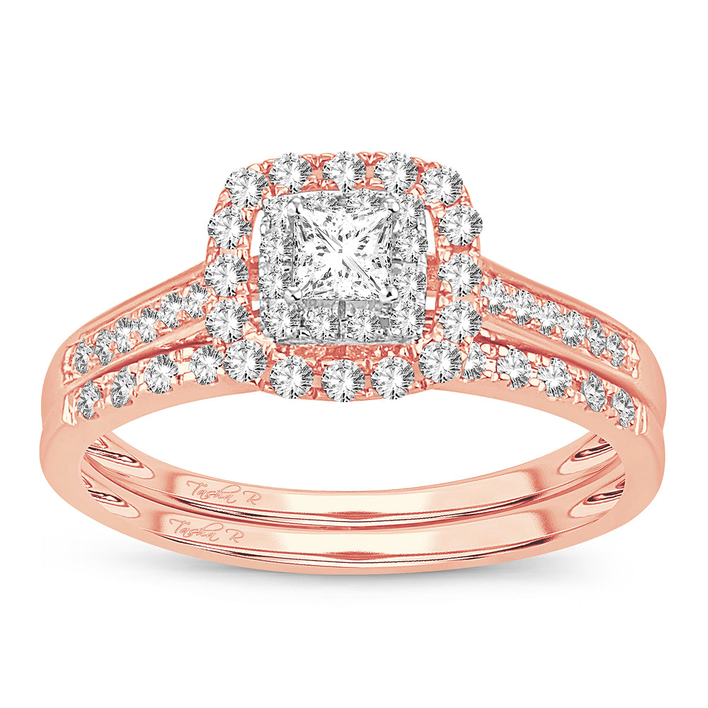 Romantic 14k Rose Gold 0.50CT Diamond Bridal Ring for Her