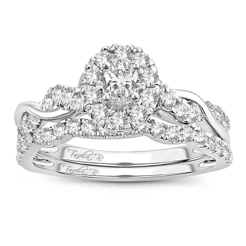 Sparkling 14K White Gold 1CT Diamond Bridal Ring