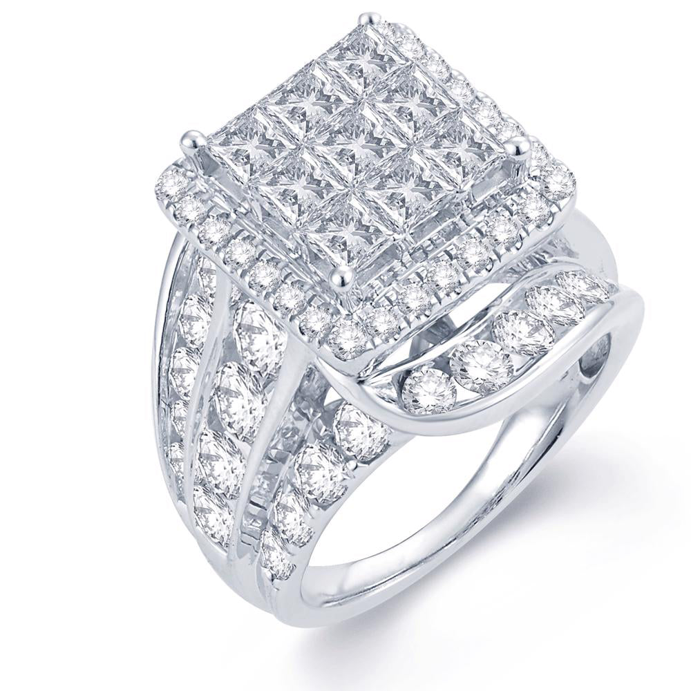 Luminous 14k White Gold 5CT Lab Diamond Bridal Ring