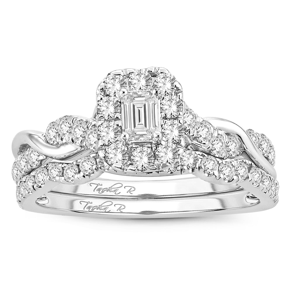 Elegant 14K White Gold 1CT Fancy Cut Bridal Diamond Ring