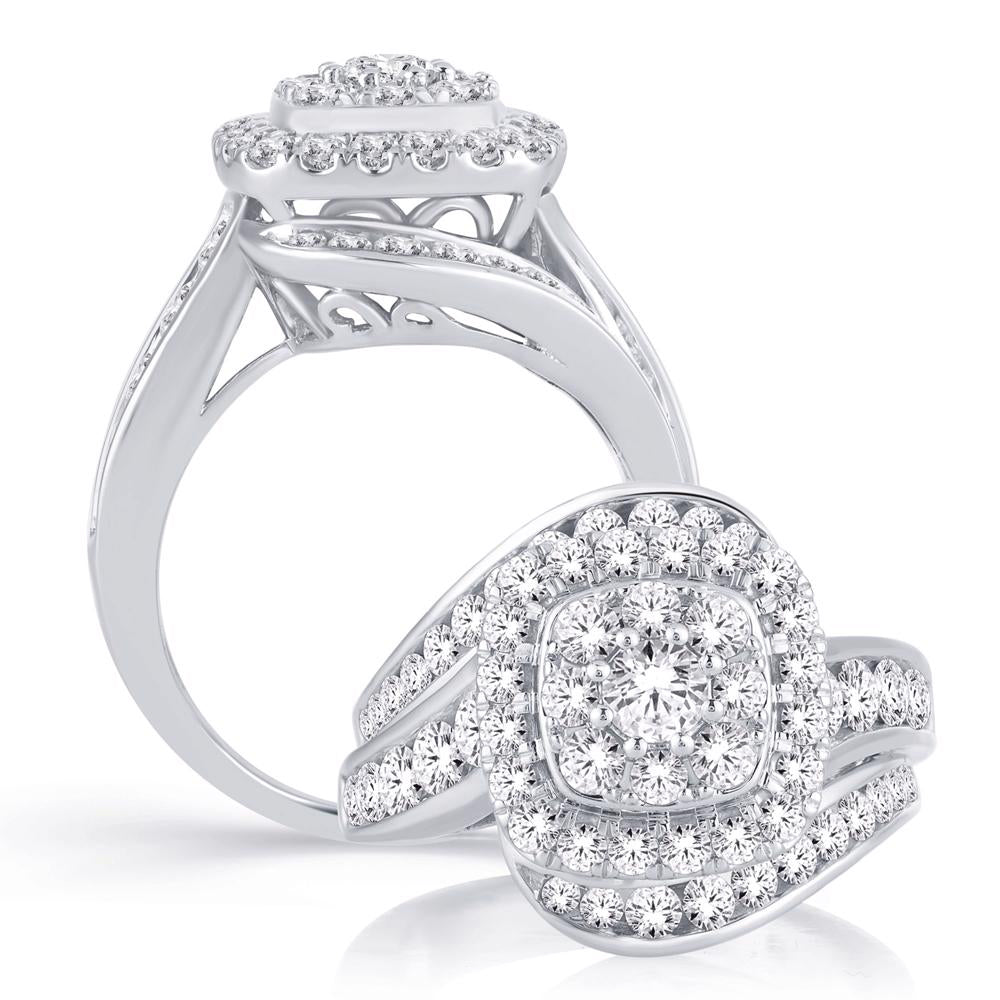Brilliant 14k White Gold 2CT Lab Diamond Engagement Ring