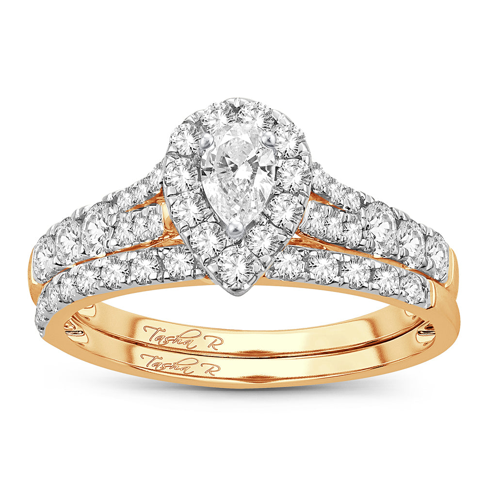14K Yellow Gold 1CT Diamond Engagement Ring for Her