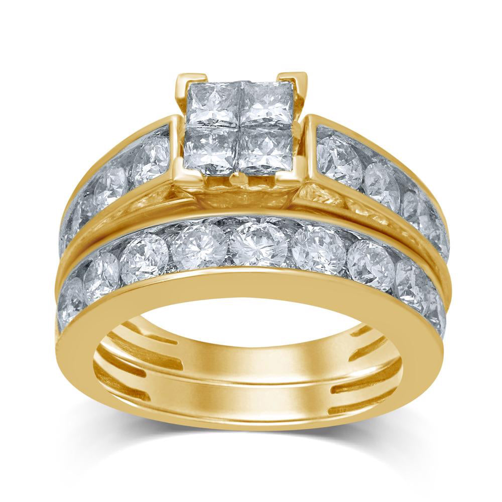 14K Yellow Gold 3.33CT Lab Grown Diamond Bridal Ring