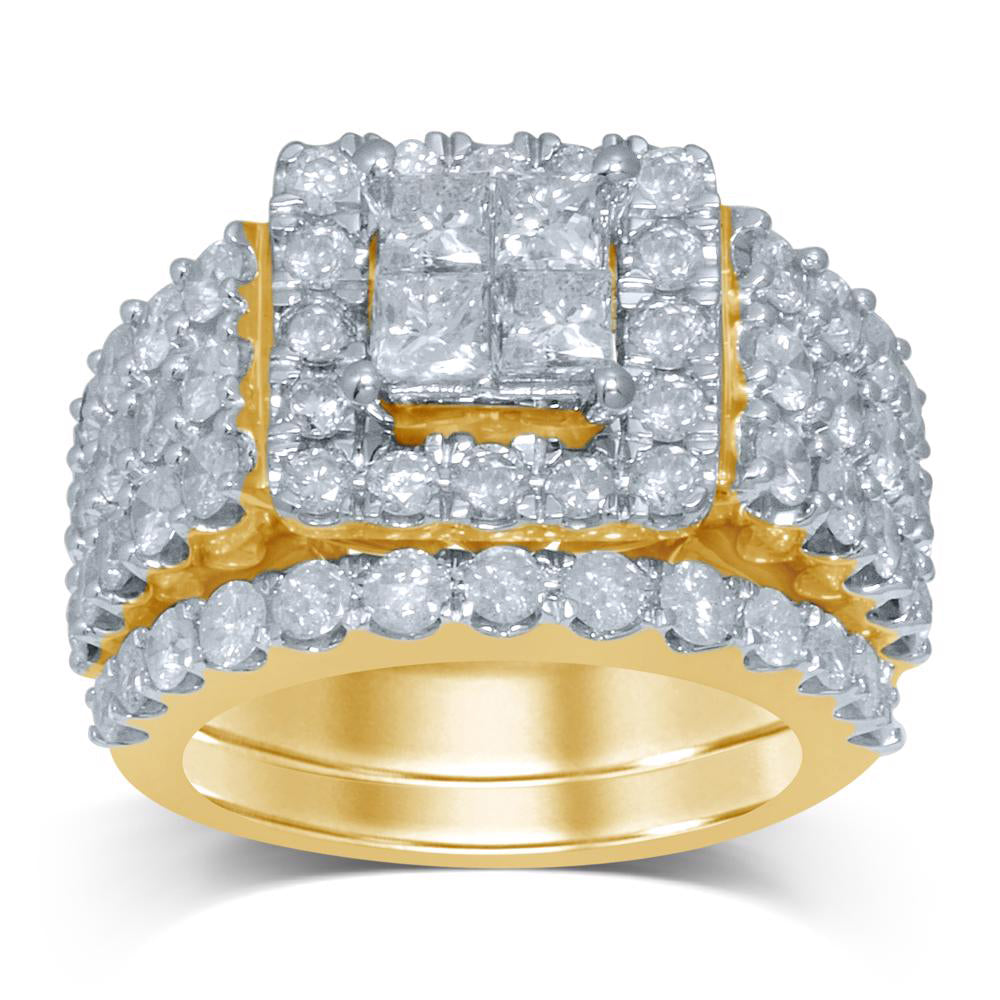 14k Yellow Gold 4.03CT Lab Diamond Bridal Engagement Ring