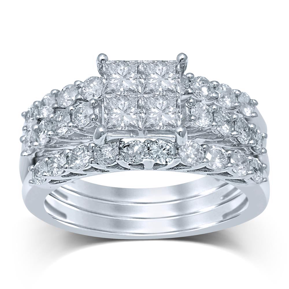 14k White Gold Lab Diamond Bridal Ring (2.04 CT Brilliance)