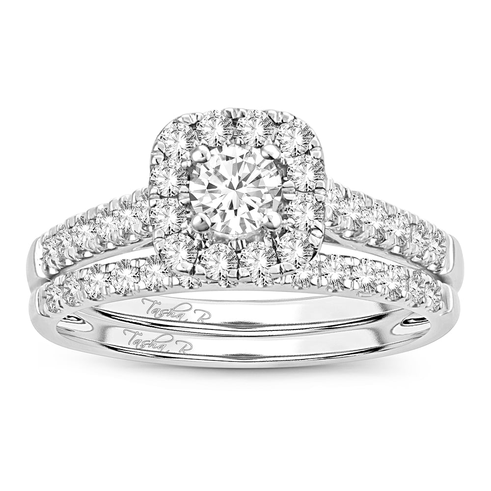 Elegant 10K White Gold 1CT Diamond Bridal Ring for Her