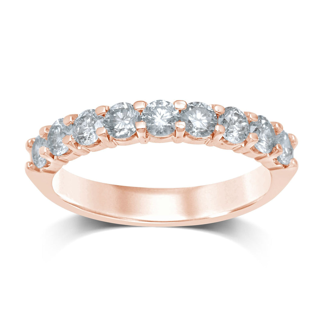 Romantic 14k Rose Gold 9-Diamond Ladies Band