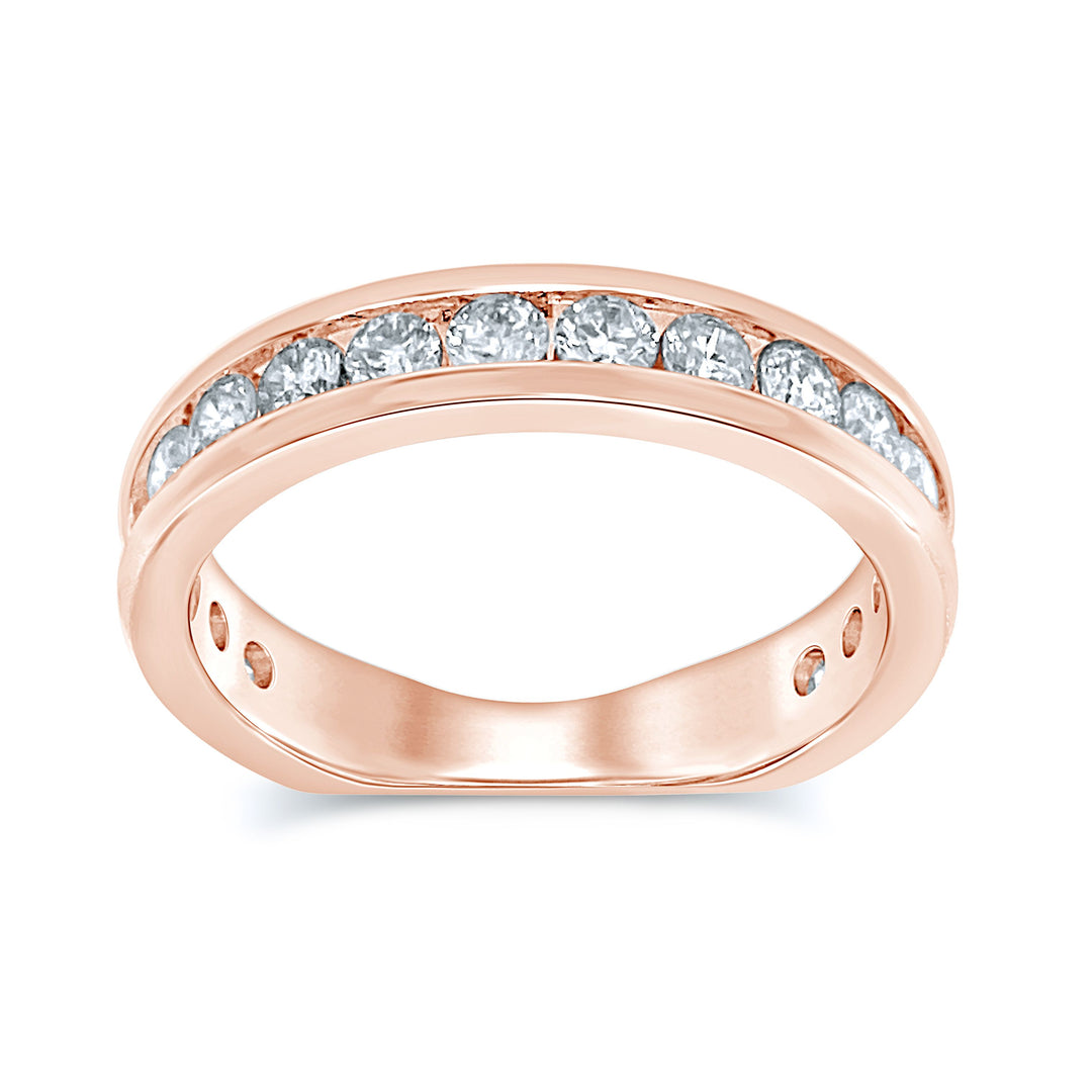 14k Rose Gold 18-Diamond Channel Band: Timeless Elegance