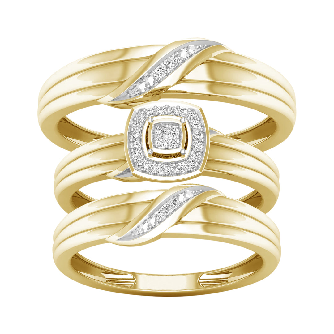 10k Yellow Gold 0.07CT Diamond Womens Elegant Trio Set