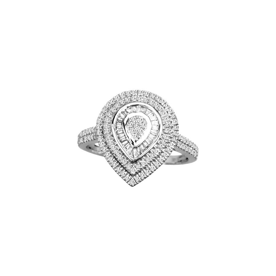 Chic 14k White Gold Lab Diamond Womens Fashion Ring