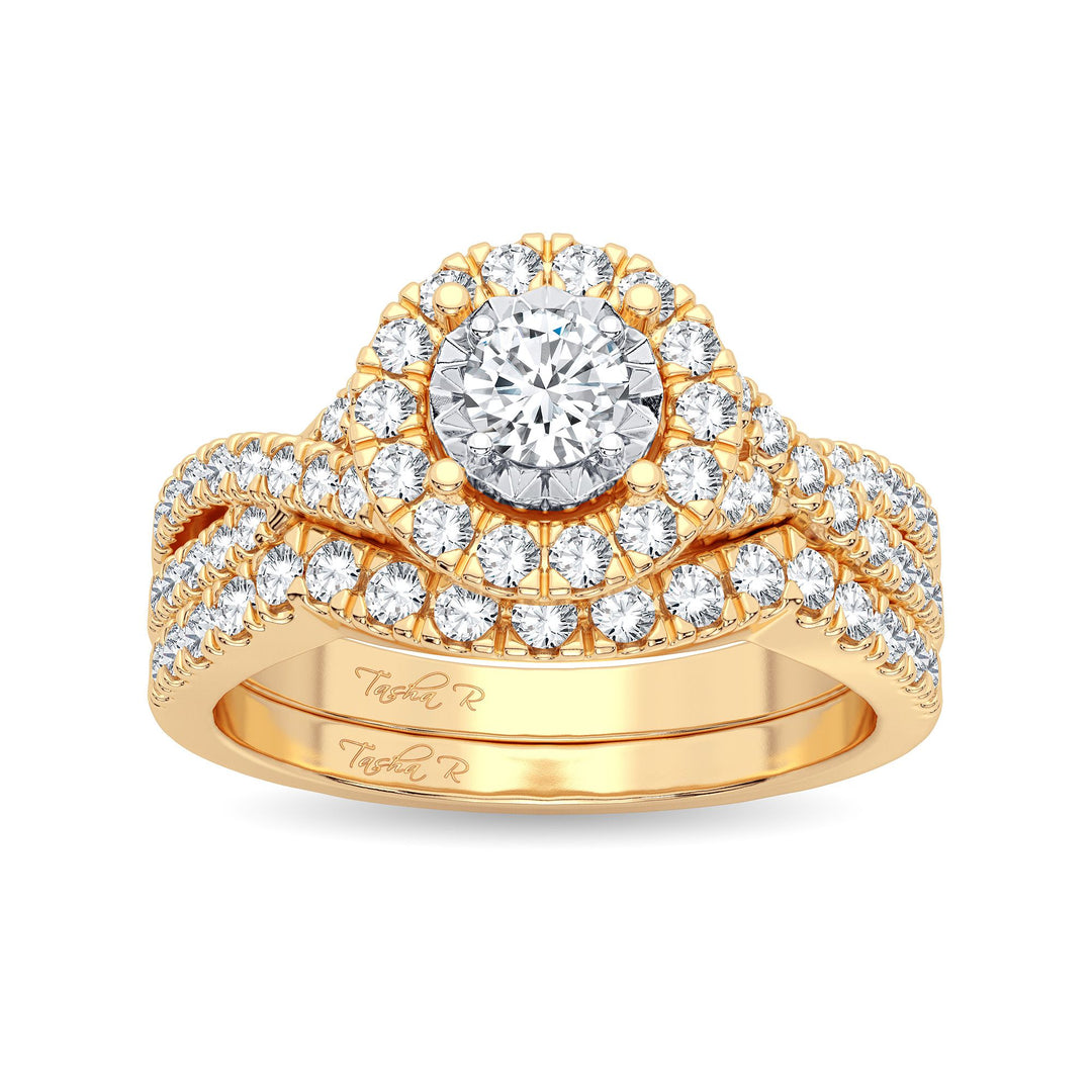 14K Yellow Gold 0.75CT Diamond Bridal Ring for Her