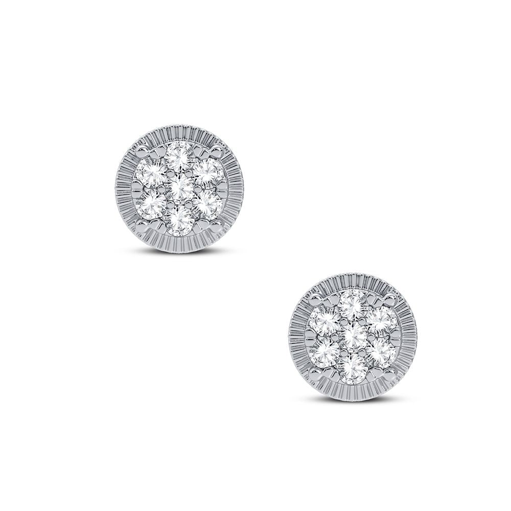 14k White Gold 0.25CT Diamond Stud Earrings for Women