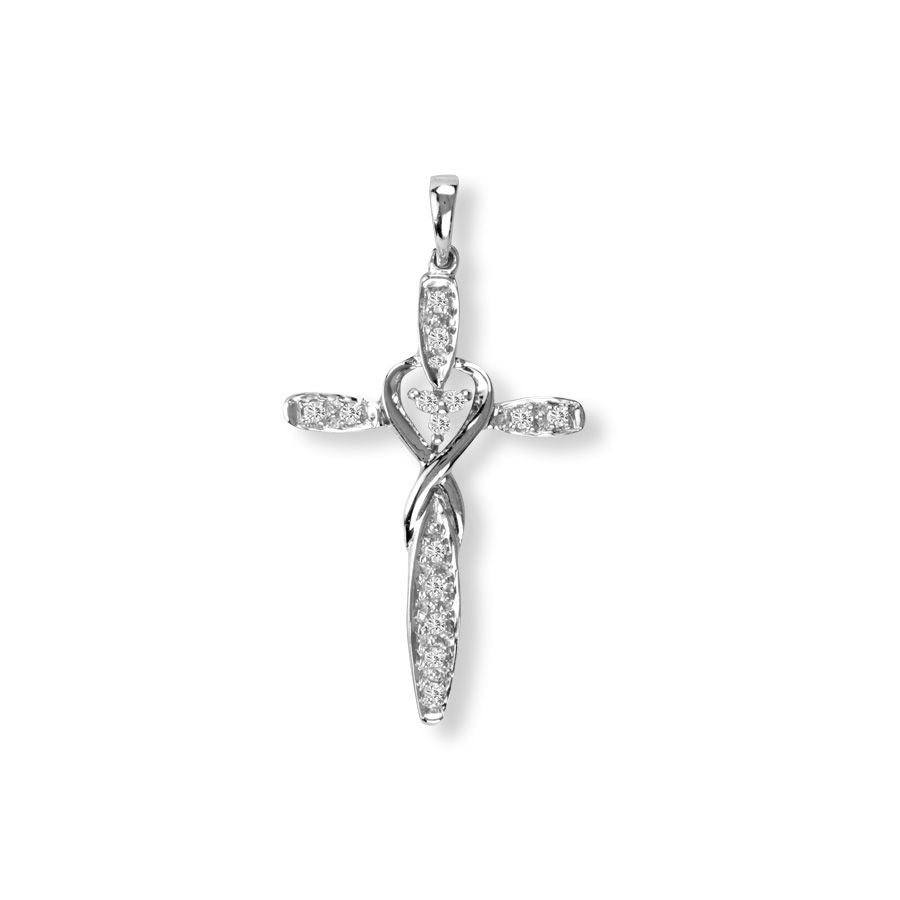 Celestial Whispers: 14k White Gold Lab Diamond Religious Pendant