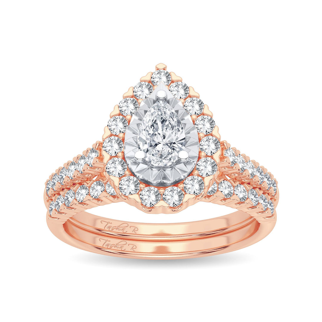 Romantic 14k Rose Gold 1CT Diamond Bridal Ring